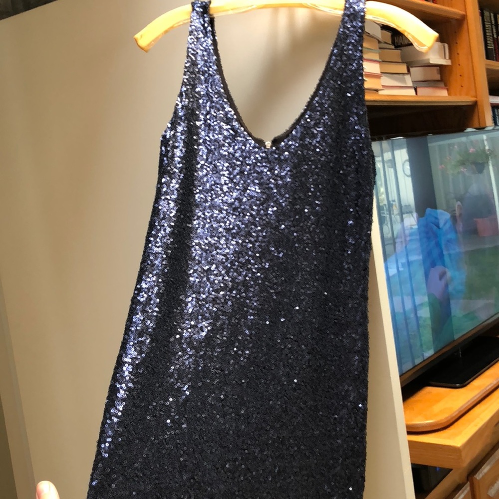 Aqua Dress Navy Blue Sequin